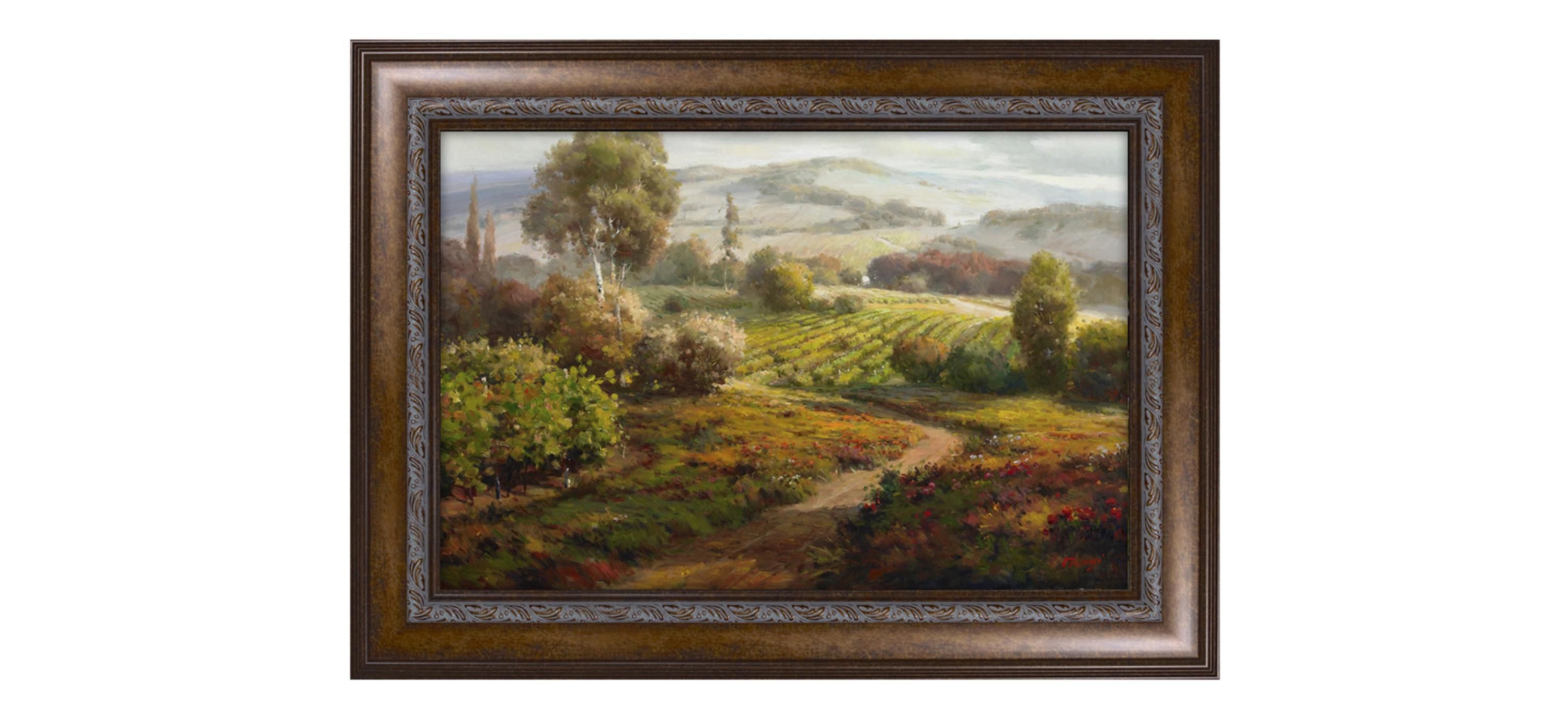 Path to Vineyard Framed Canvas Wall Art