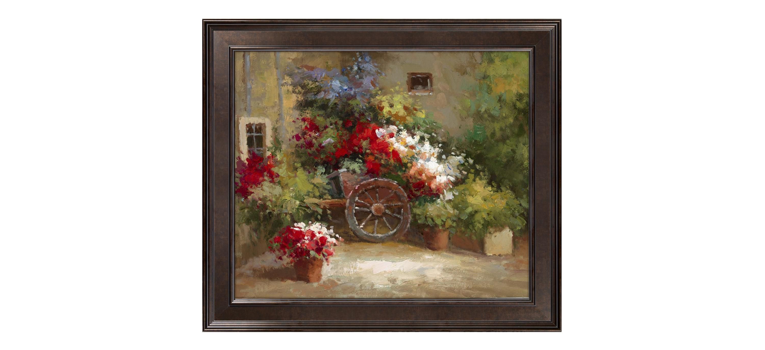 Flowers on Cart Framed Canvas Wall Art