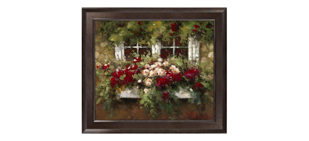 120176563 Flowers on Window Framed Canvas Wall Art sku 120176563