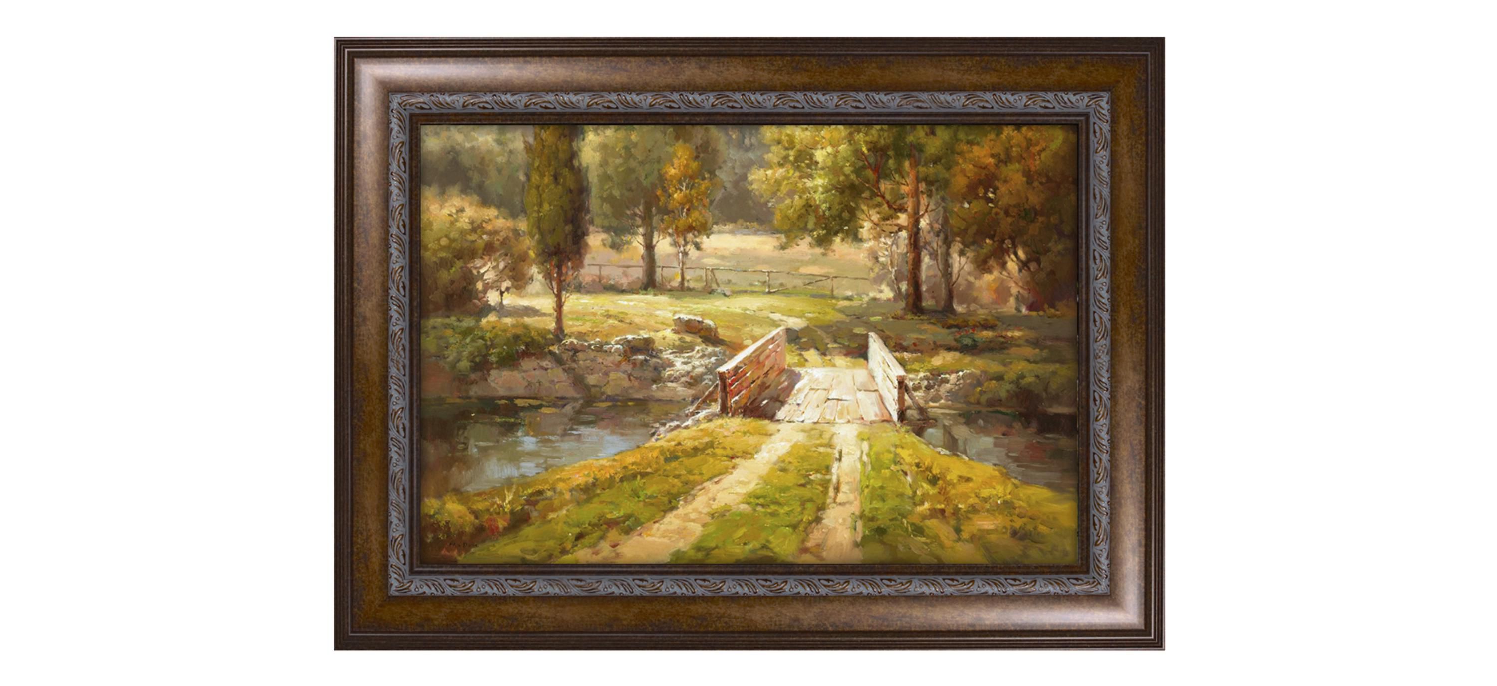 Country Bridge Framed Canvas Wall Art