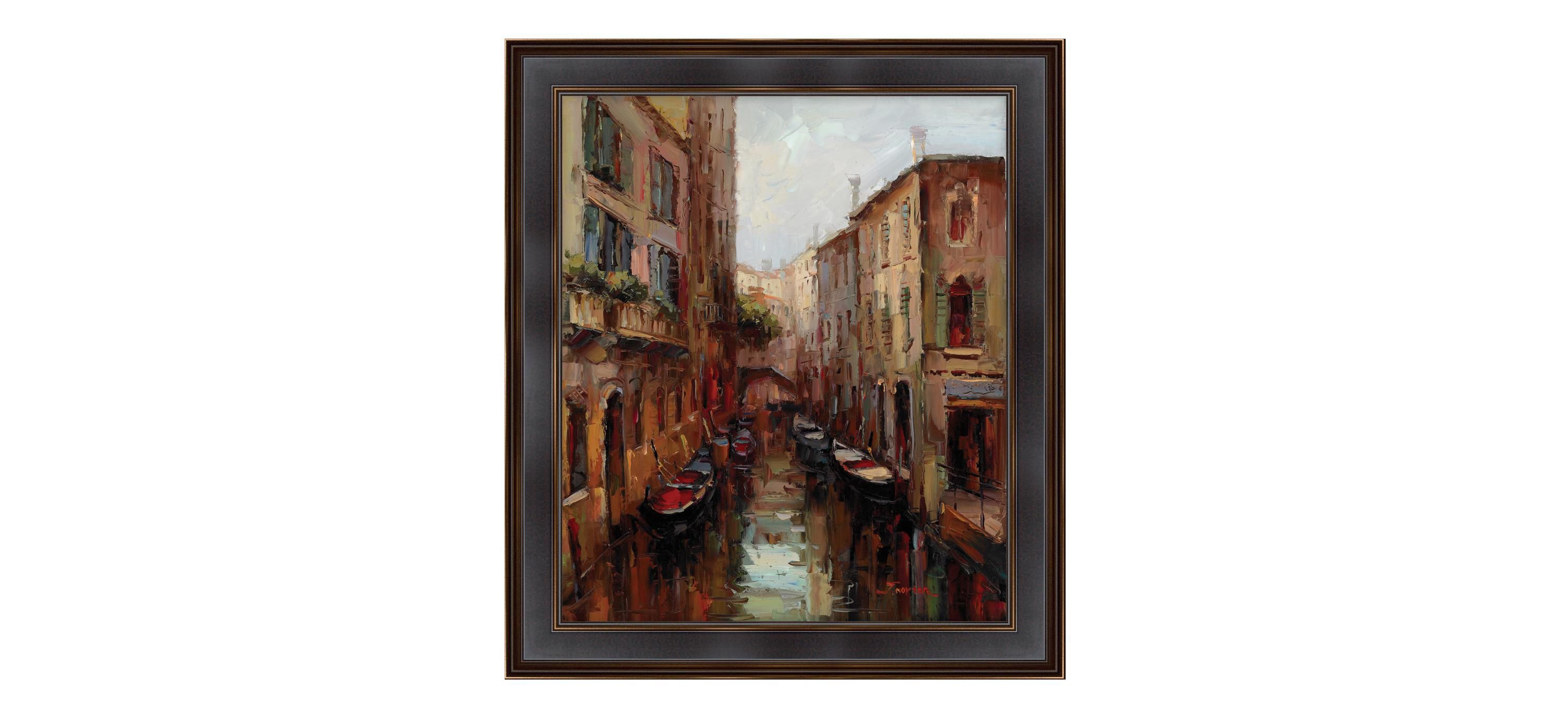 Venice Waterway 1 Framed Canvas Wall Art