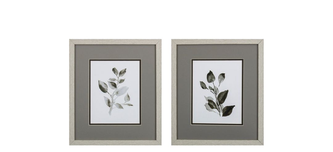 49218 Gray Black Leaves S/2 Wall Art sku 49218