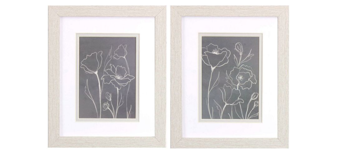 Gray Poppies Sketch - Set of 2
