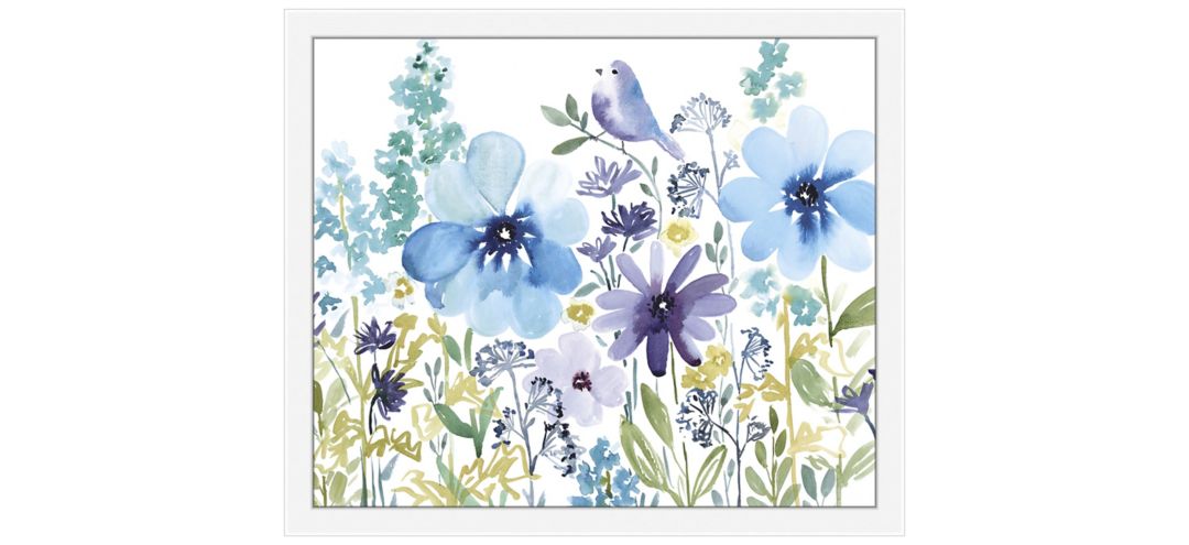 120366720 Flowers And Birds Blue Wall Art sku 120366720