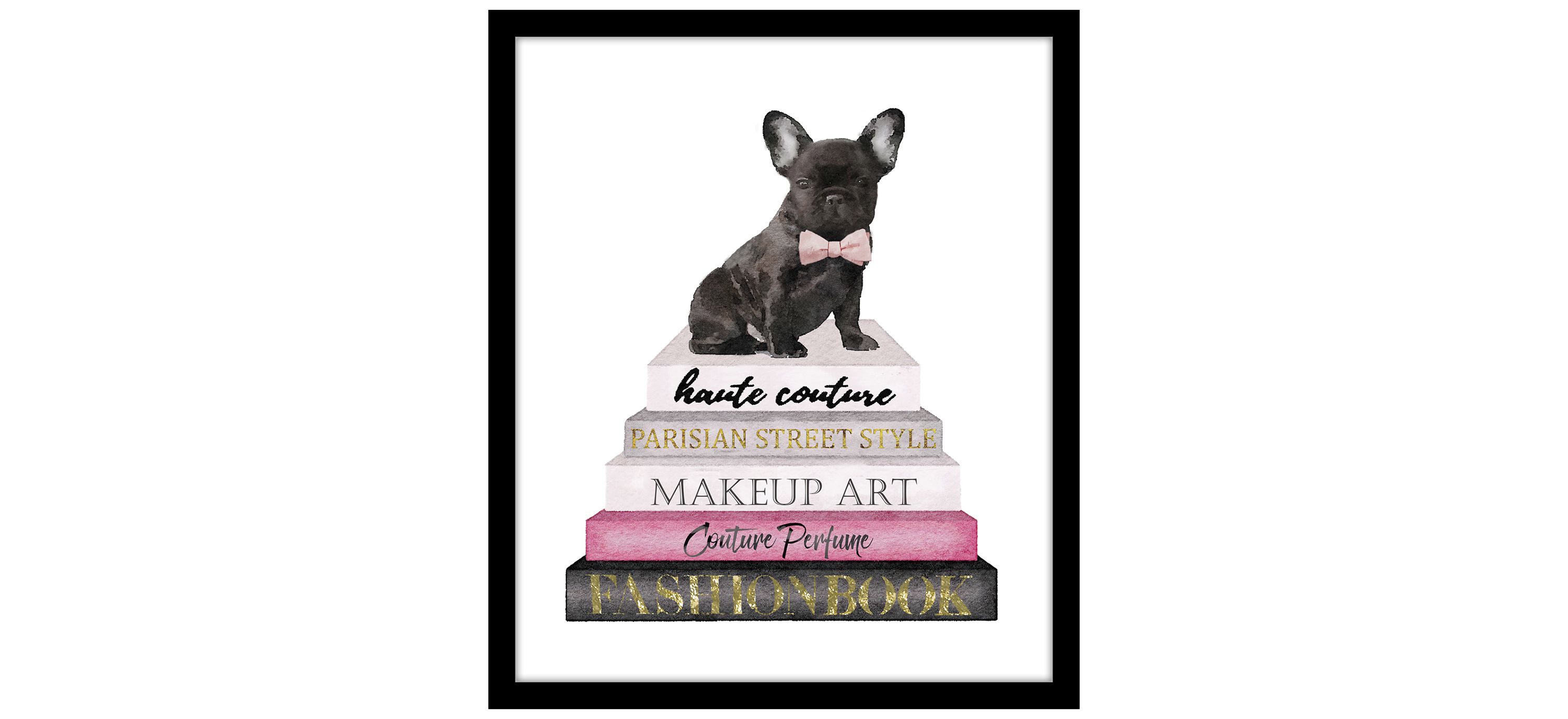 Dog with Fashion Books Wall Art