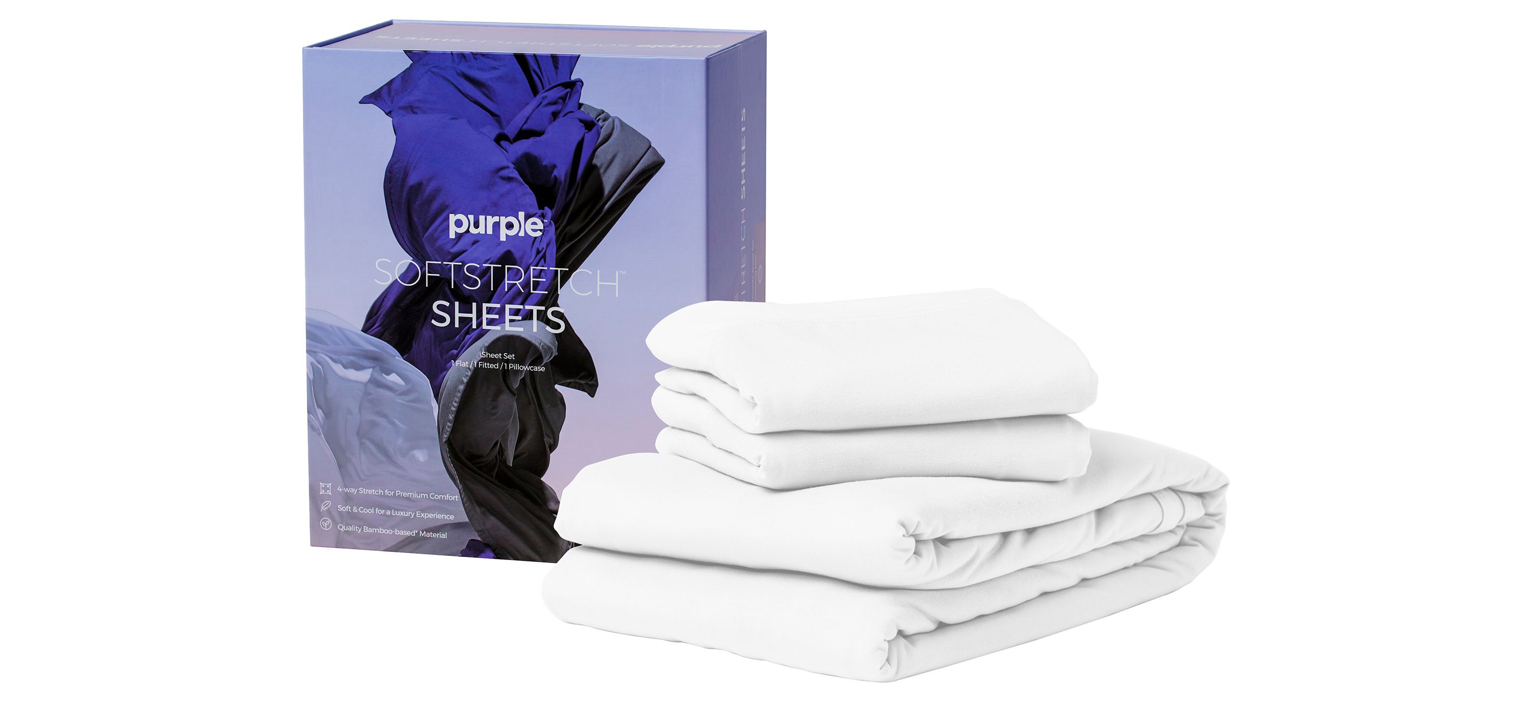 Purple SoftStretch Sheets Queen - True White