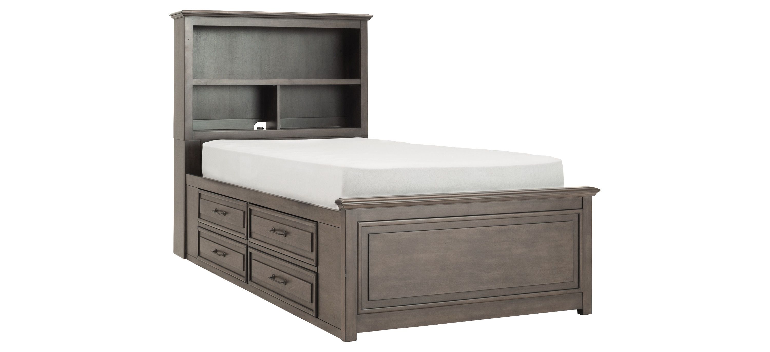 Kieran Platform Bookcase Bed w/ 1-Side Storage