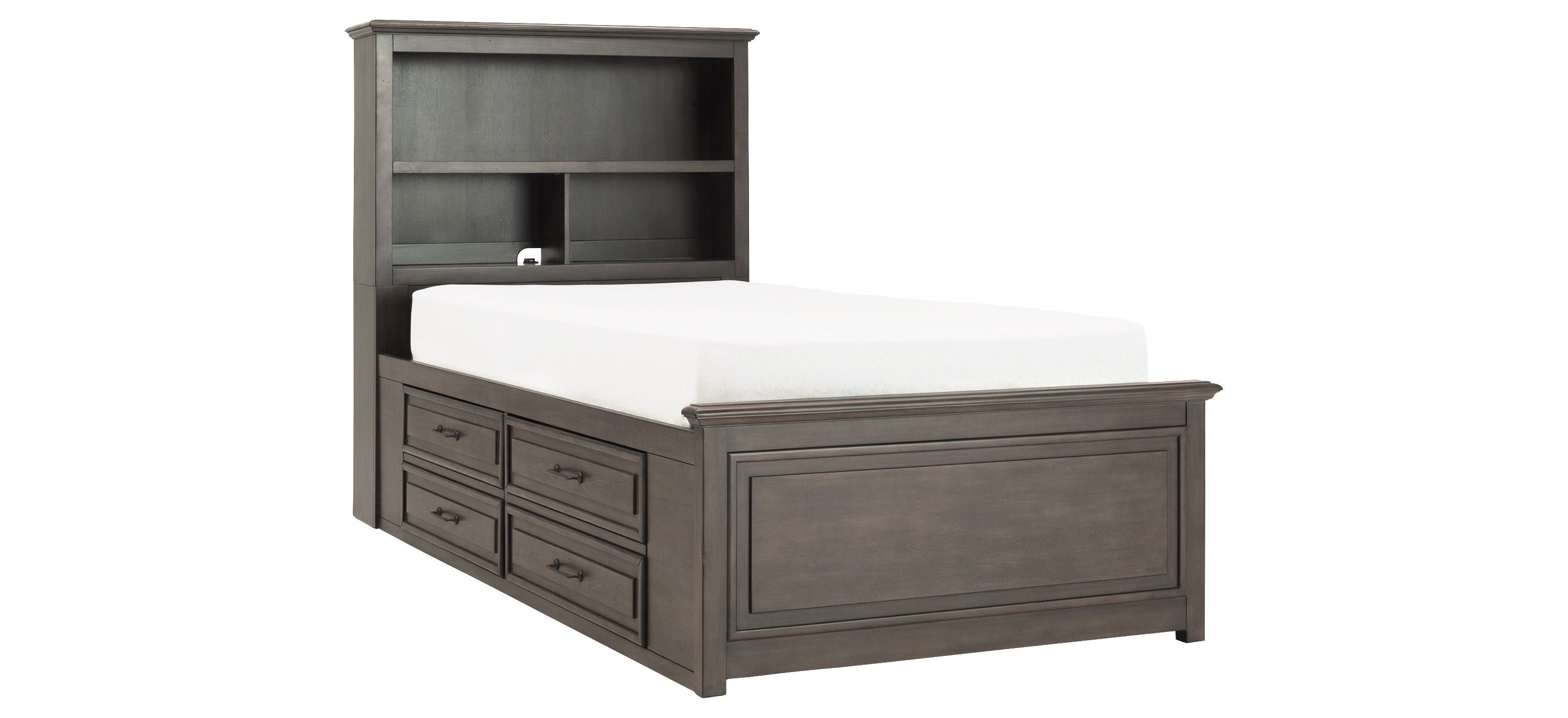 Kieran Platform Bookcase Bed w/ 1-Side Storage