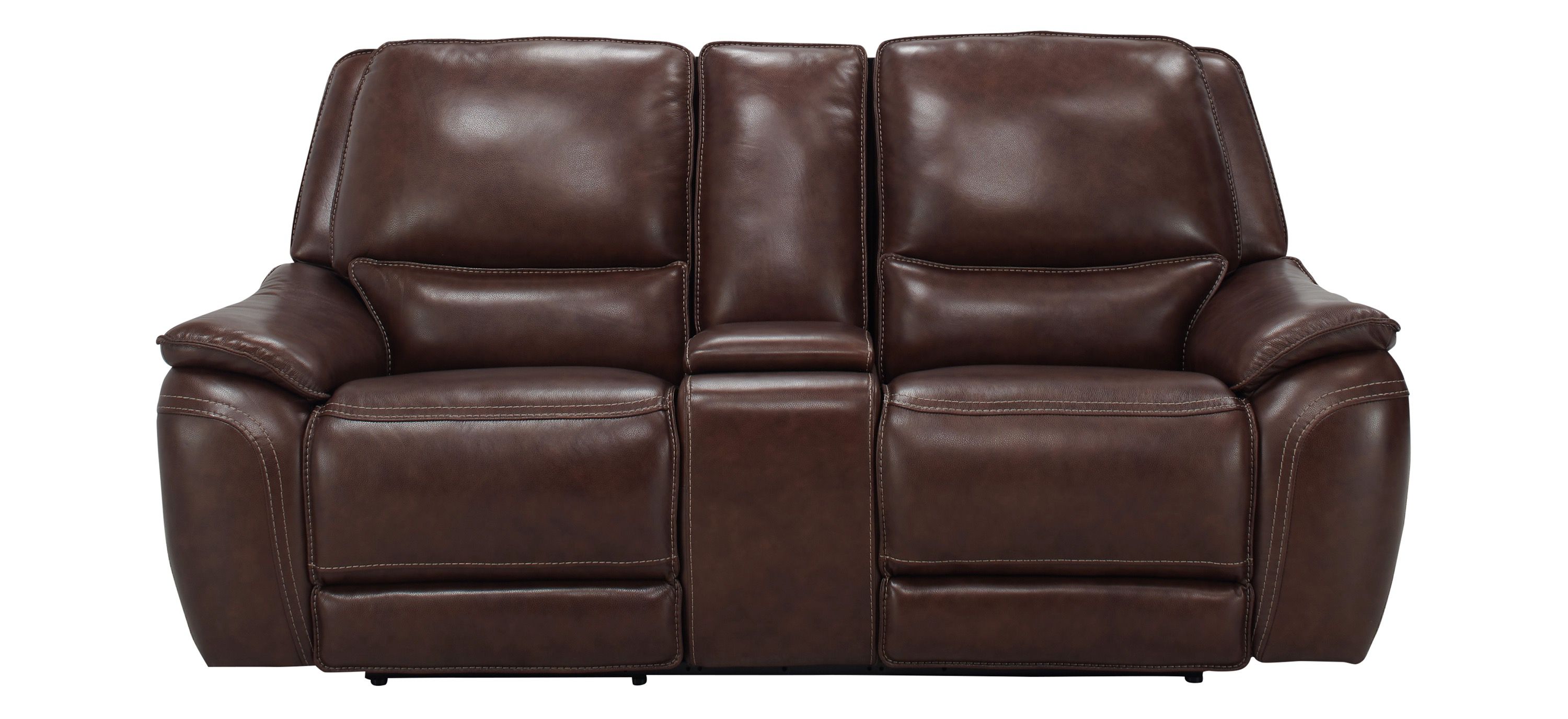 Corsello Leather Power Console Loveseat w/ Power Headrest