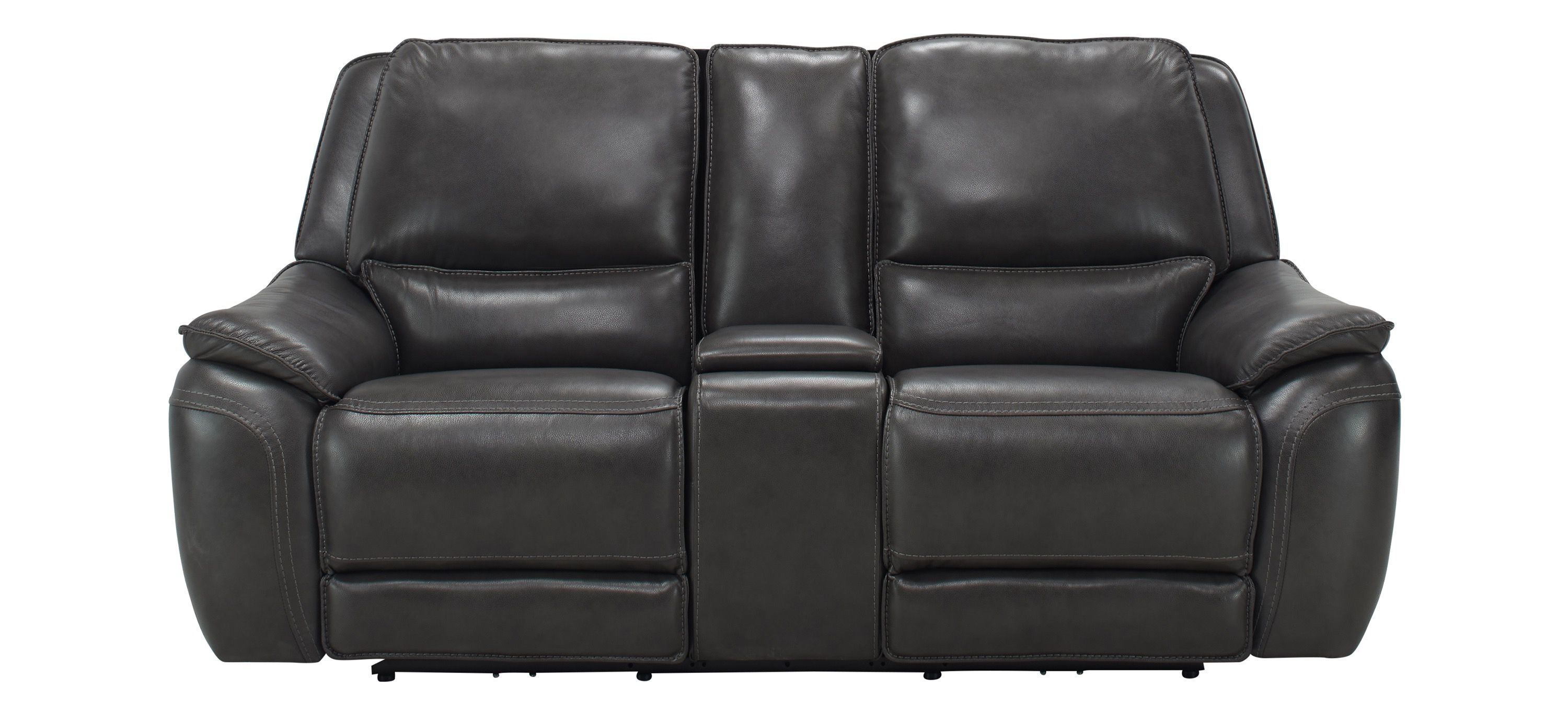 Corsello Leather Power Console Loveseat w/ Power Headrest