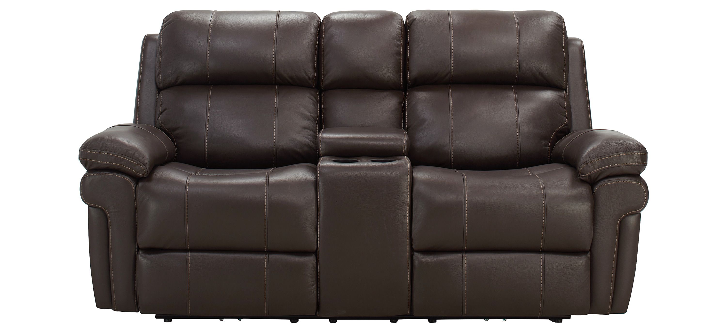 Remsen Leather Power Console Loveseat w/ Power Headrest