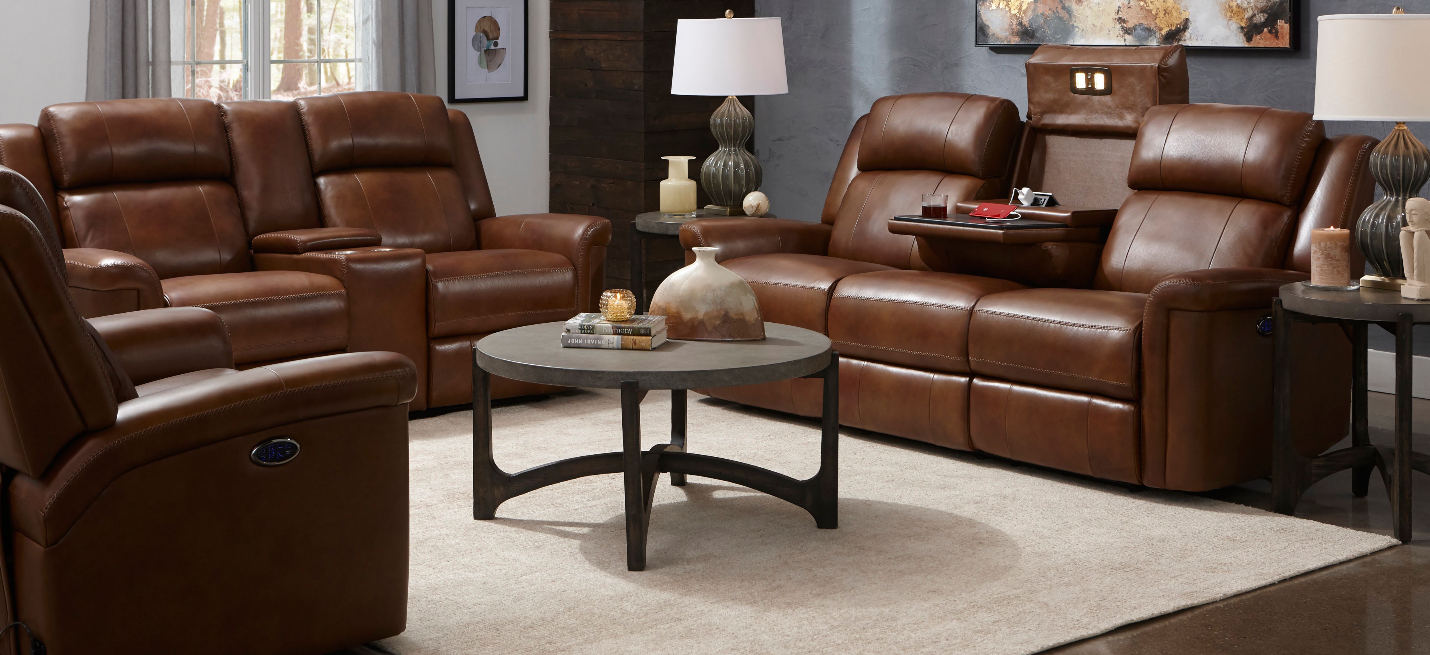 Richfield 2-pc. Leather Power Sofa and Console Loveseat Set