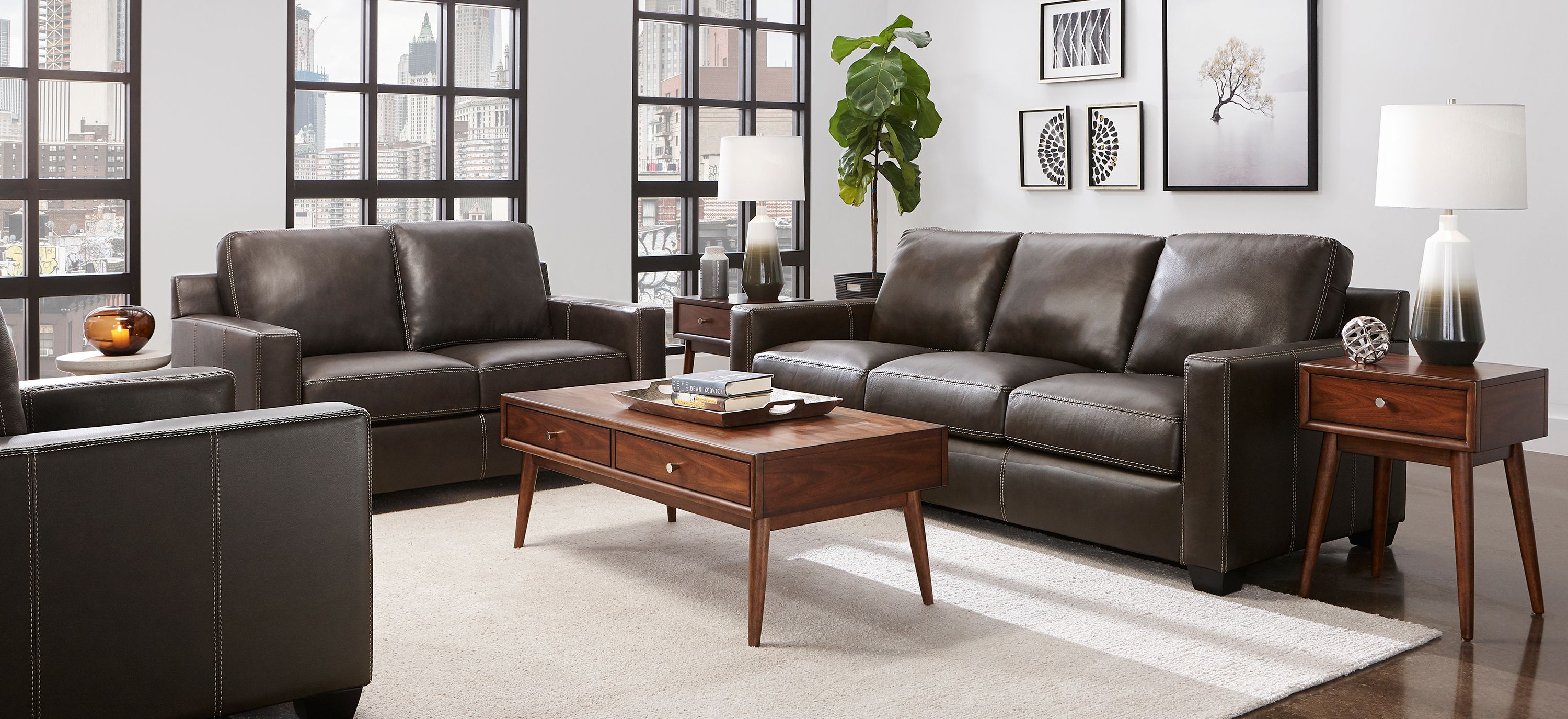 Anaheim 2-pc. Leather Sofa and Loveseat Set