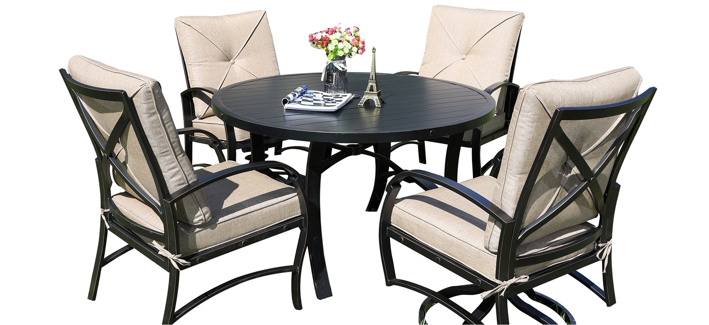 Valencia 5 Pc. Arm Chair  and Swivel Outdoor Dining Set