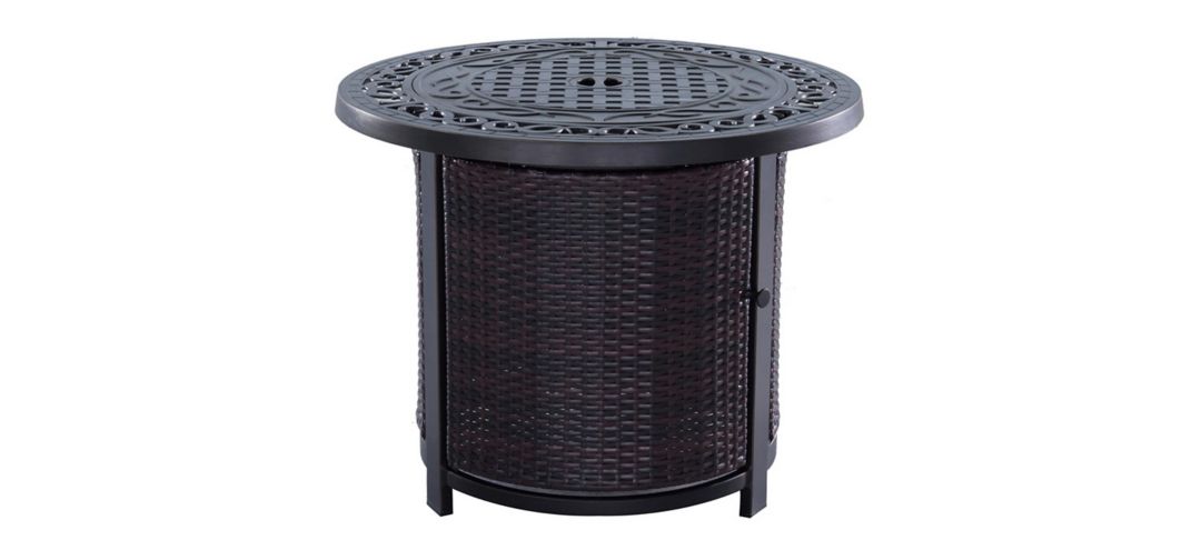 Buddy Outdoor Round Firepit Table with Wicker Base