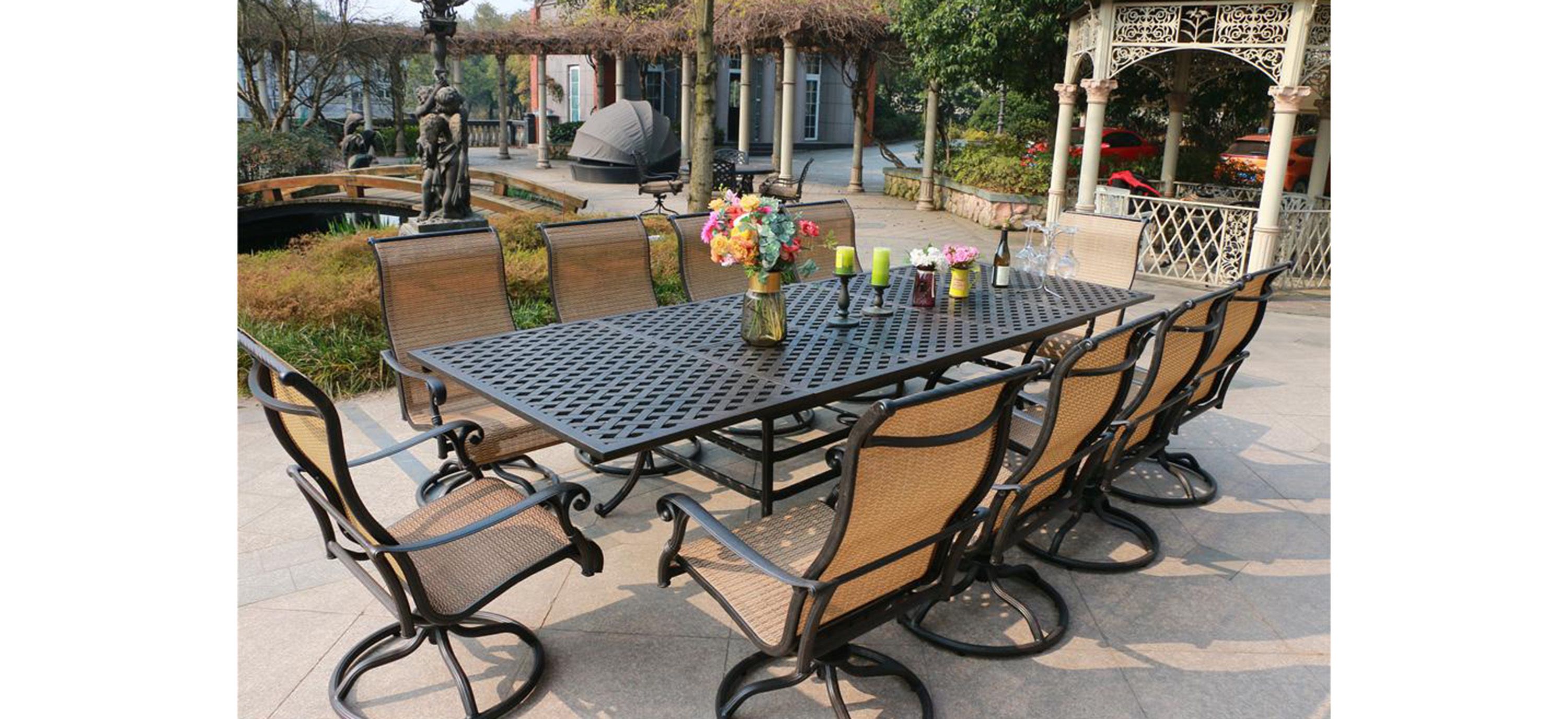 Castle Rock 11-pc. Outdoor Sling Swivel Dining Set