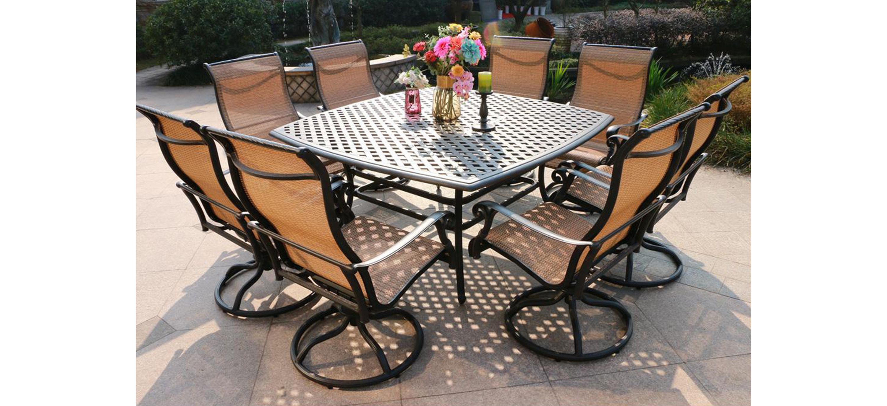 Castle Rock 9-pc. Outdoor Sling Swivel Dining Set