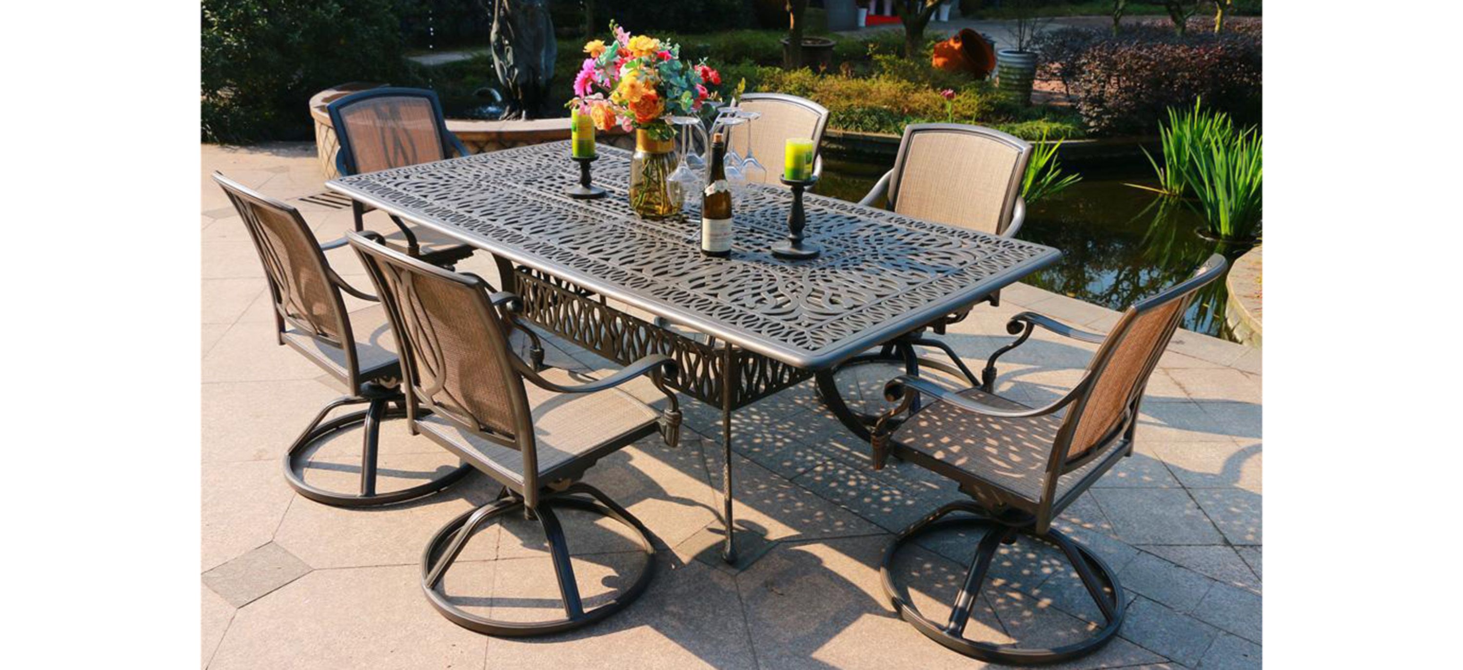 Geneva 7-pc. Outdoor Sling Swivel Dining Set