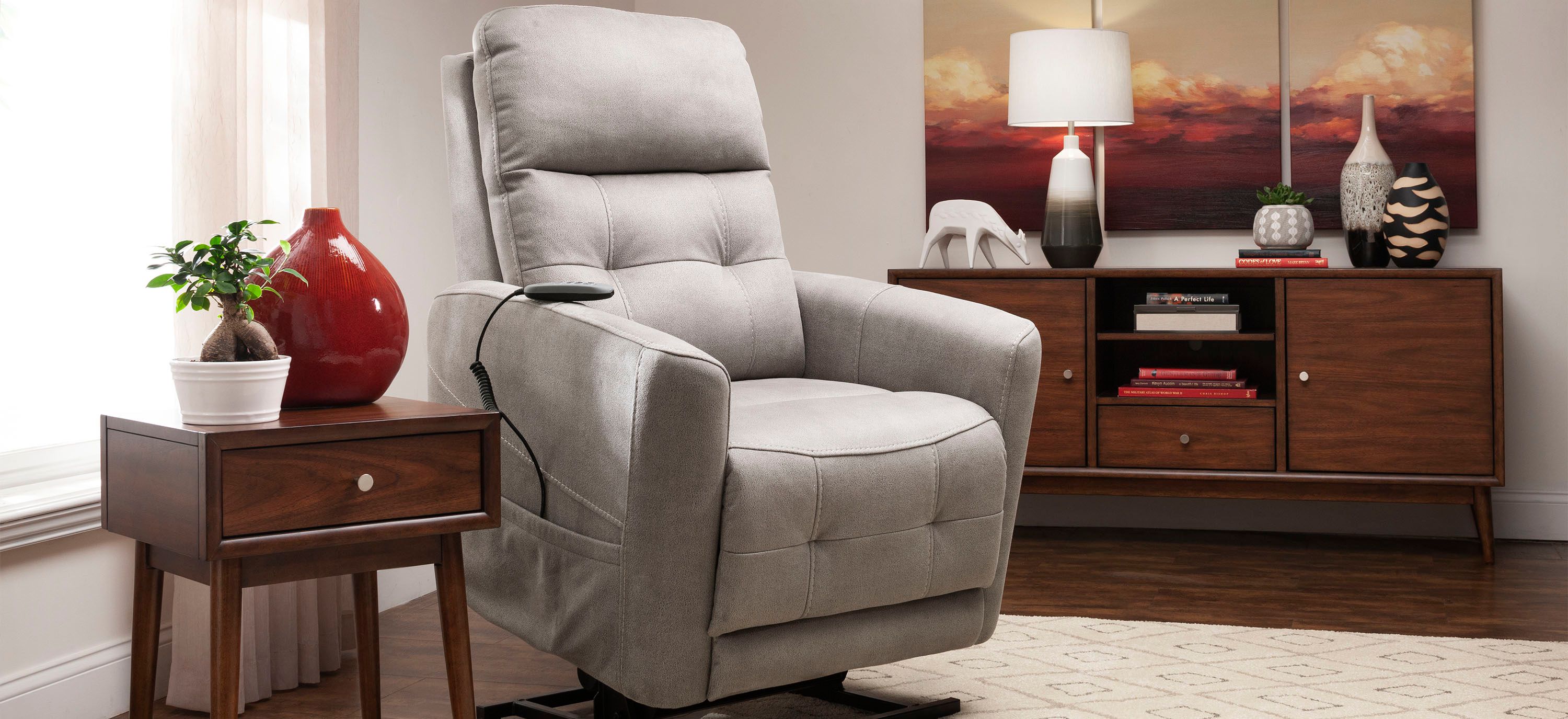 Laverne Microfiber Power Lift Recliner | Raymour & Flanigan