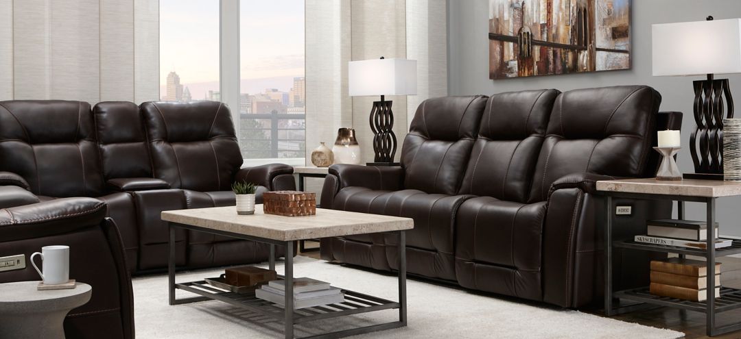 290047616 Barnett 2-pc. Leather Power Sofa and Console Loves sku 290047616