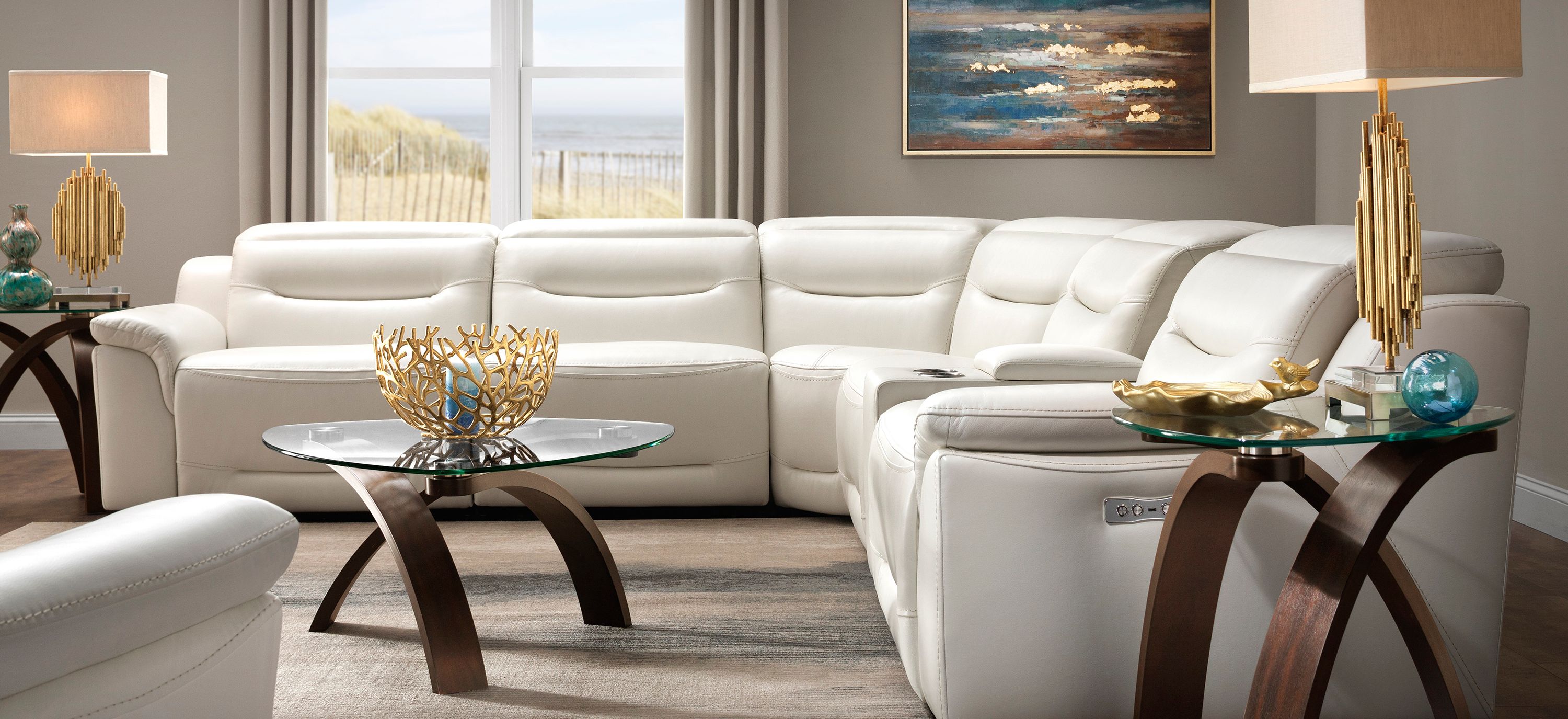 Midori 6-pc. Leather Power-Reclining Sectional Sofa | Sectional