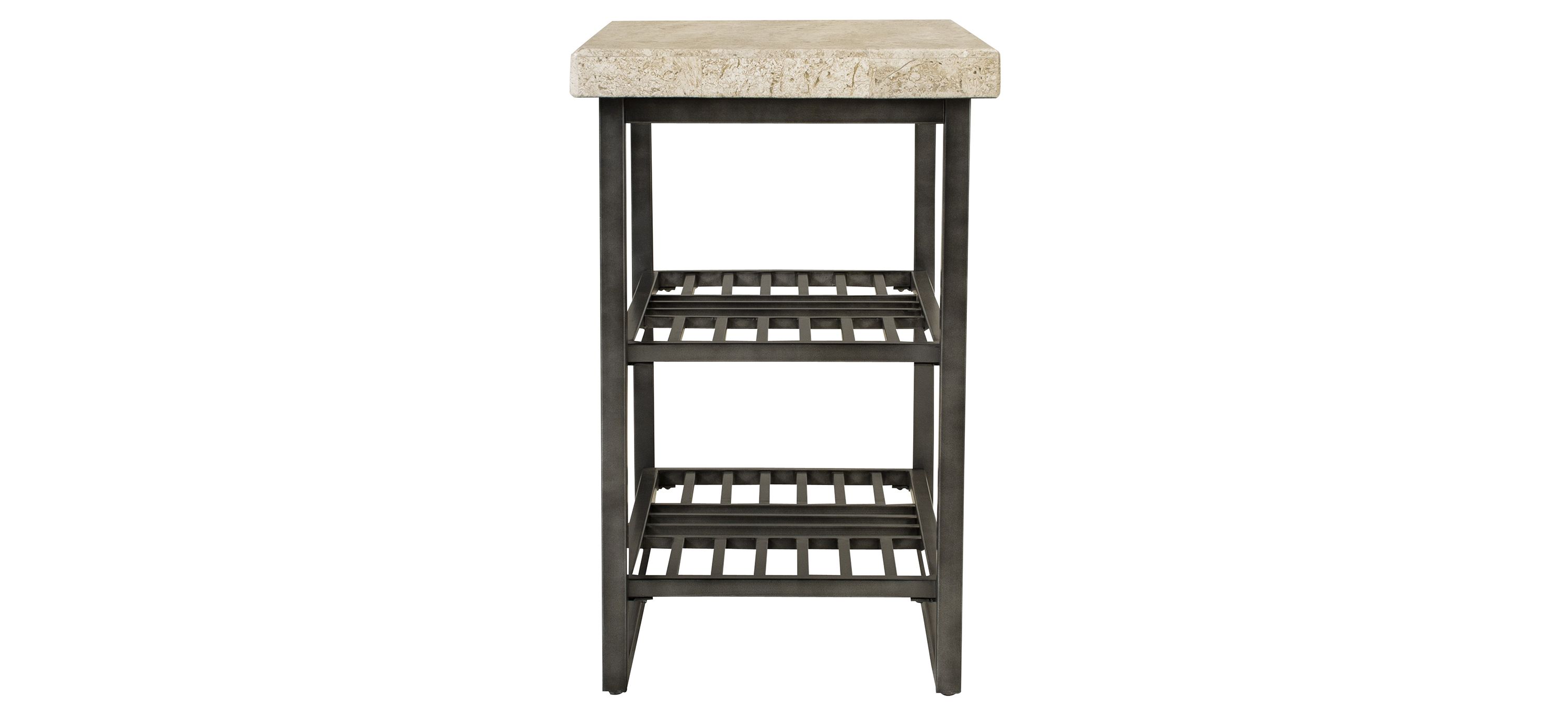 Travertine Rectangular Chairside Table