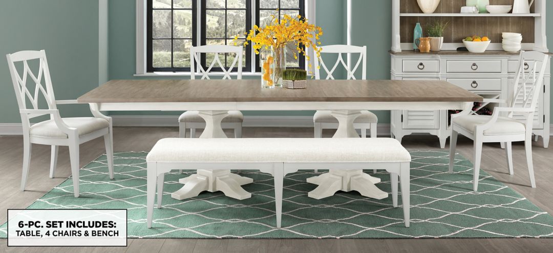 596PWA Myra 6-pc. Dining Set w/ Bench and Upholstered Dou sku 596PWA