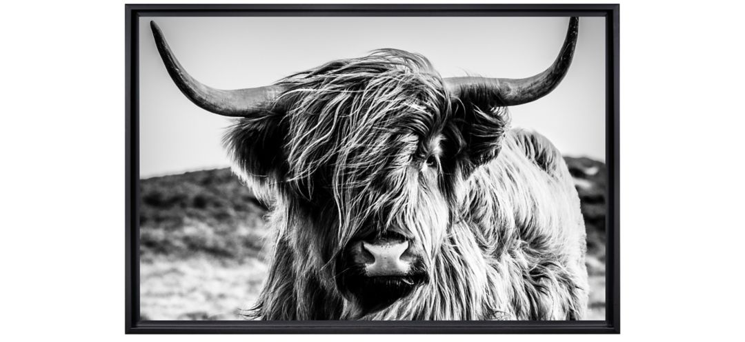 Stratton Black and White Highland Cow Canvas Wall Art