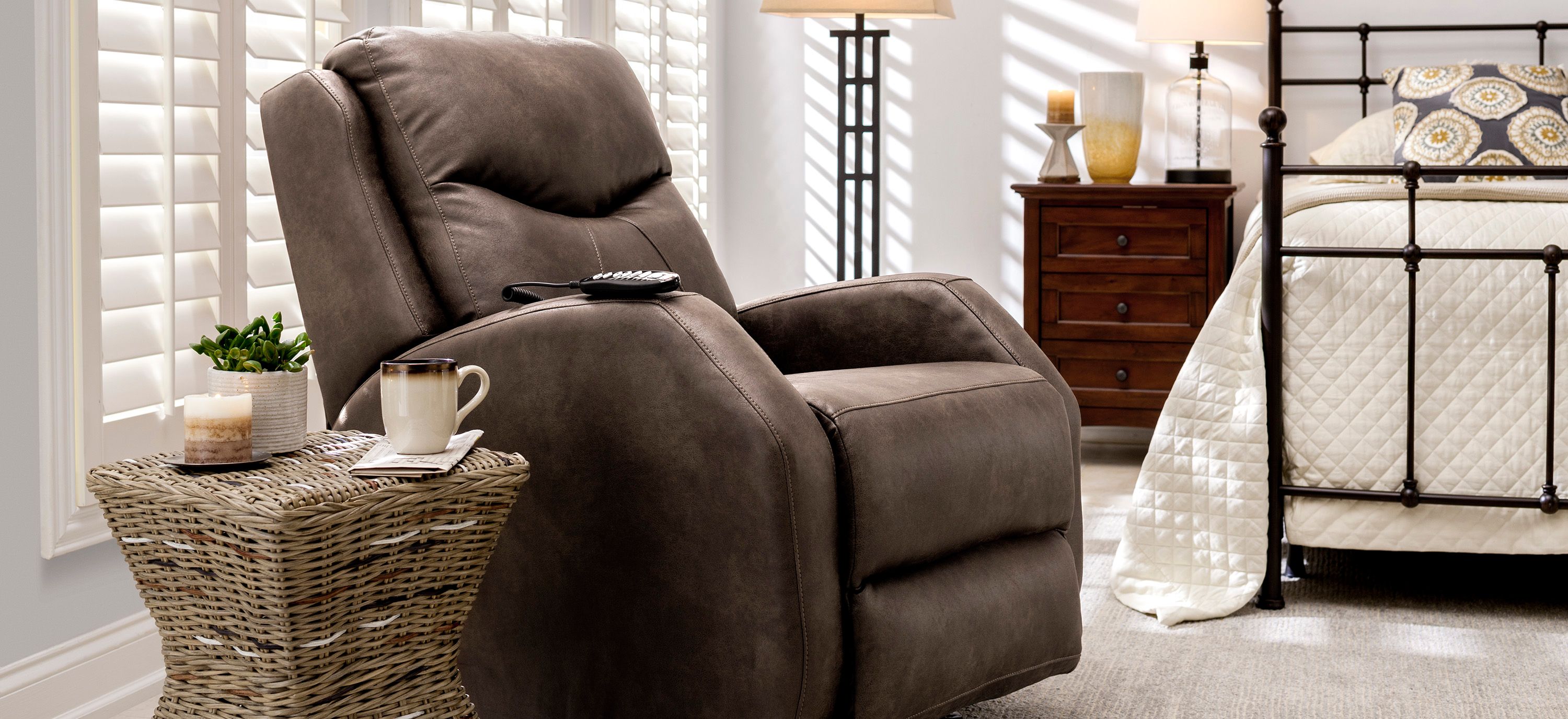 Leon Microfiber Power Recliner w/ Power Headrest, Lumbar, Heat  