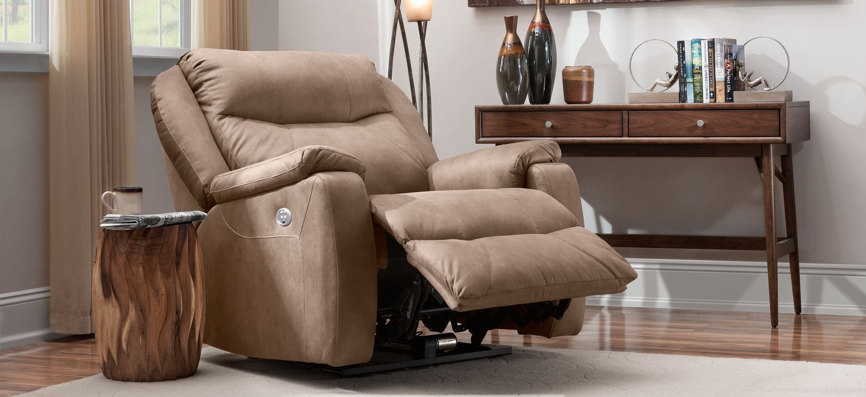 Watson Microfiber Power Recliner w/Power Headrest | Raymour & Flanigan