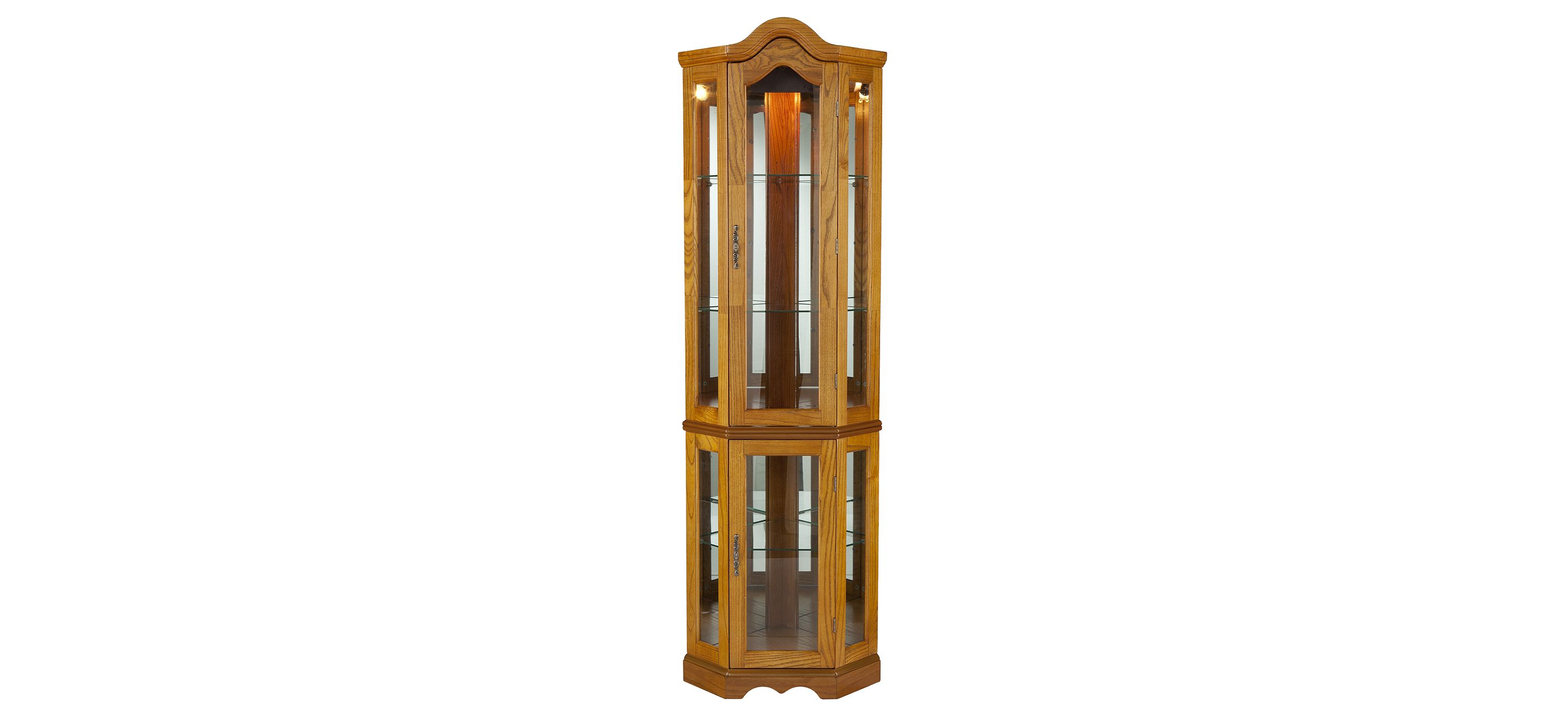 Hattie Lighted Corner Curio Cabinet