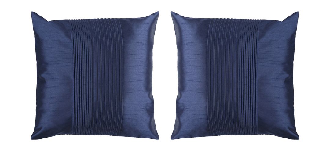 "Solid Pleated 18"" Down Throw Pillow Set - 2 Pc."