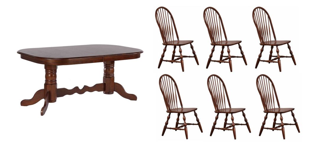 Fenway 7-pc. Dining Set w/ Double Pedestal Table
