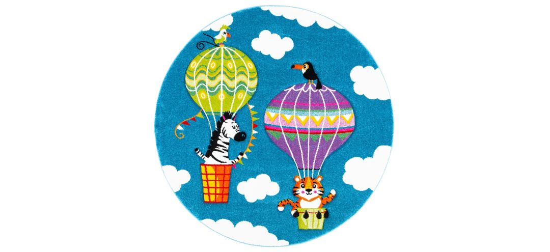 Carousel Balloons Kids Area Rug Round