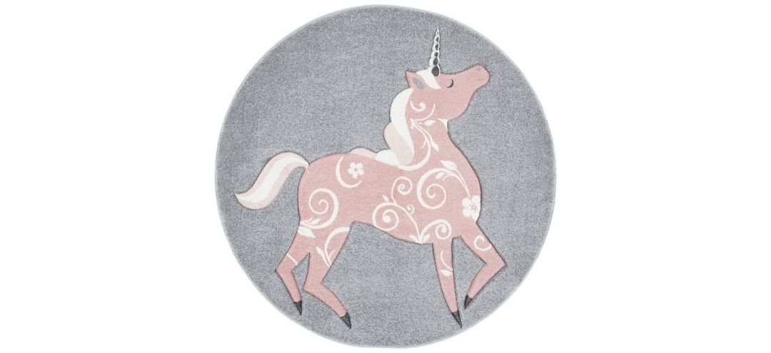 170163510 Carousel Unicorn Kids Area Rug Round sku 170163510