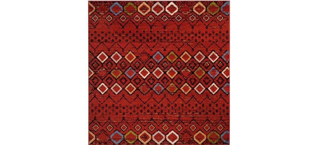 Halen Red Area Rug Square