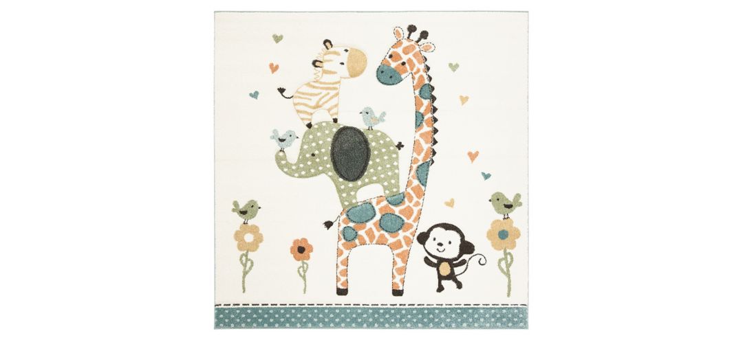 Carousel Zoo Friends Kids Area Rug