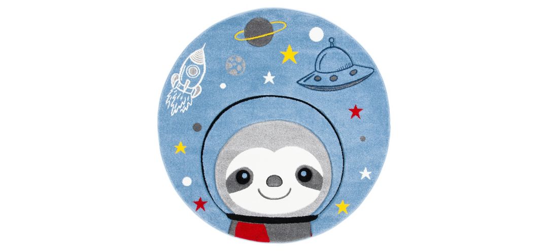 171140350 Carousel Sloth Kids Area Rug Round sku 171140350