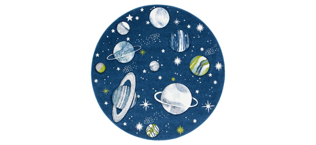 Carousel Planets Kids Area Rug Round