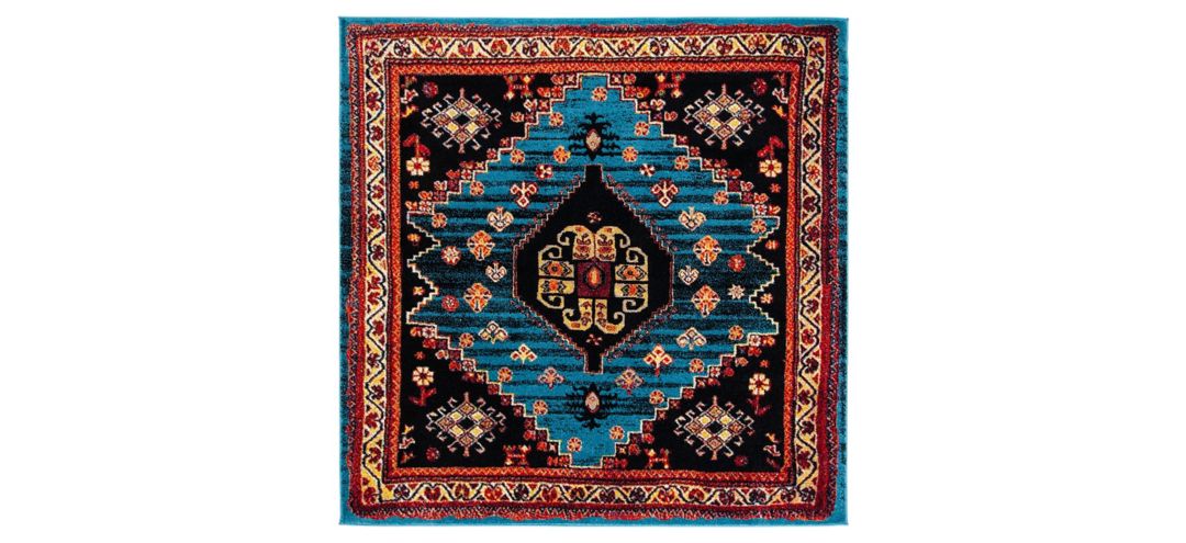 Medes Blue & Red Area Rug Square