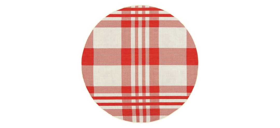 173062010 Courtyard Plaid Indoor/Outdoor Area Rug Round sku 173062010