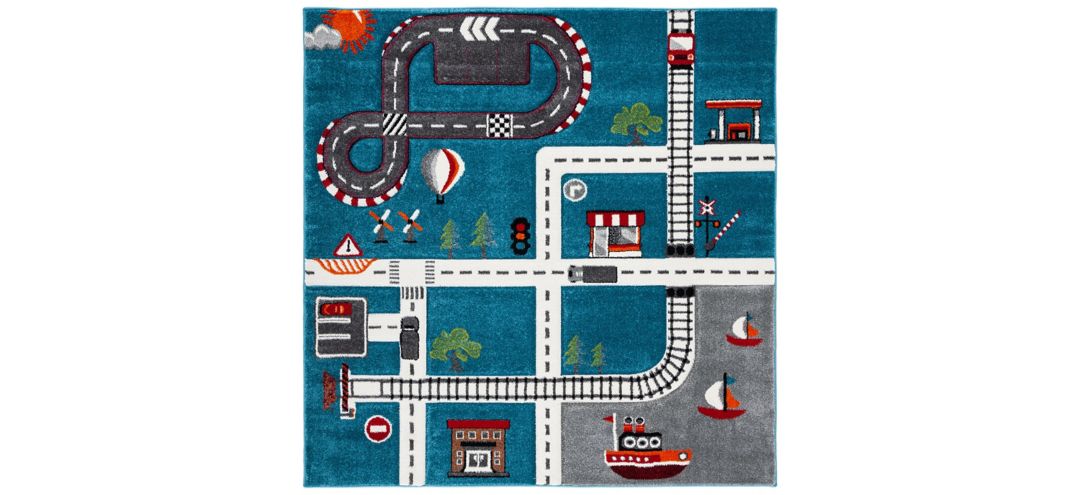 Carousel Cars Kids Area Rug