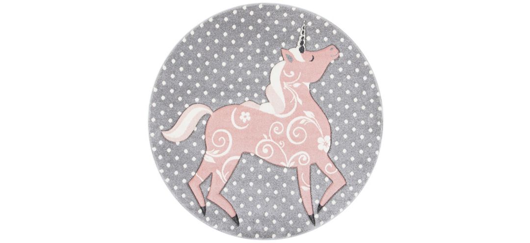 Carousel Unicorn Kids Area Rug Round