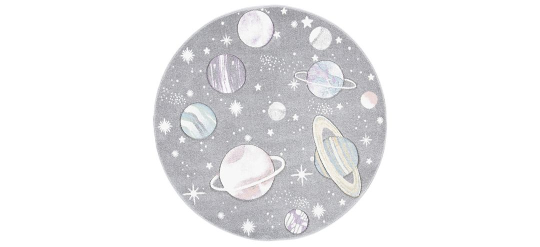 Carousel Planets Kids Area Rug Round