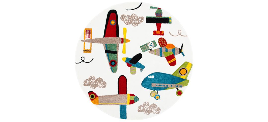 Carousel Planes Kids Area Rug Round