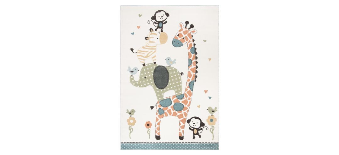 Carousel Zoo Friends Kids Area Rug