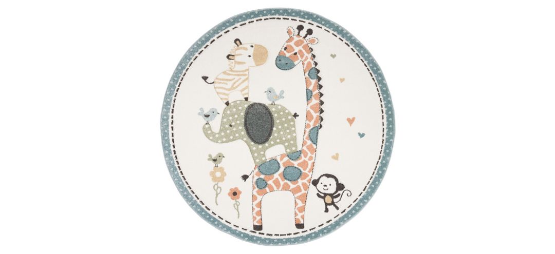 176120600 Carousel Zoo Friends Kids Area Rug Round sku 176120600