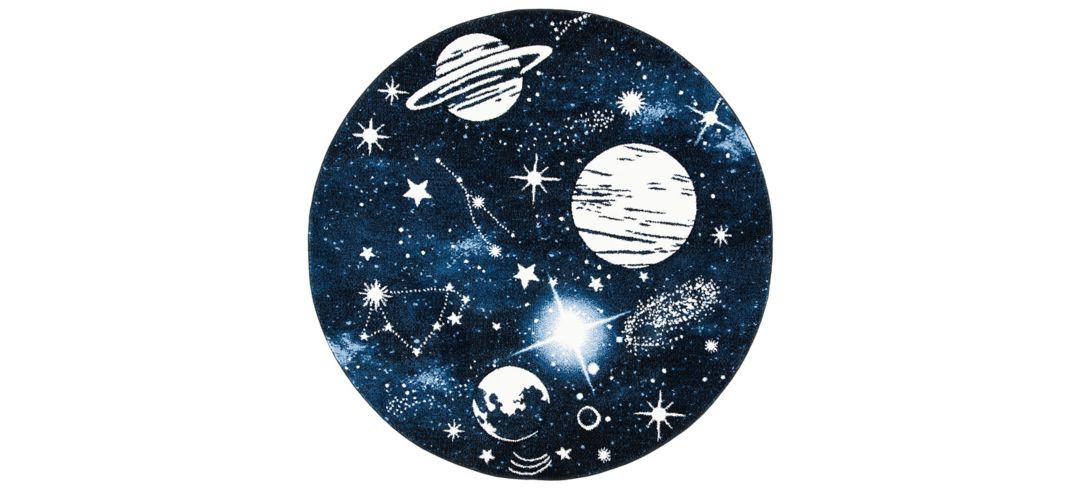 Carousel Outerspace Kids Area Rug Round