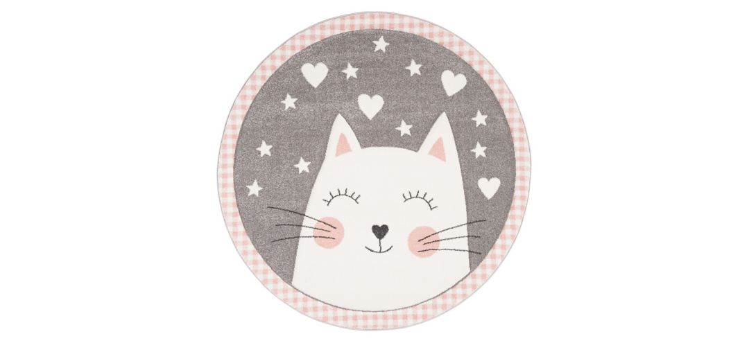 Carousel Kitty Kids Area Rug Round