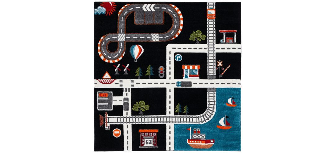 Carousel Cars Kids Area Rug